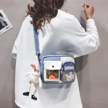 Корейская милая сумка для девочек 2021, новая японская антикварная прозрачная сумка через плечо ins контрастного цвета, сумка-мессенджер.