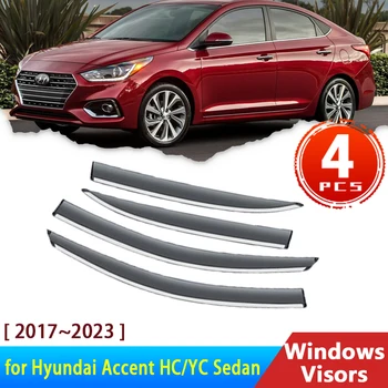 4x Лобовое Стекло для Hyundai Accent HC YC Verna 5 Solaris V Седан 2017 ~ 2023 Аксессуары Дефлекторы Автомобильных Окон Козырьки От Дождя Брови