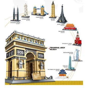 Архитектурная модель, кирпичное Всемирно известное здание, Франция, Триумфальная арка, Ворота Победы, развивающий строительный блок, игрушка на день рождения
