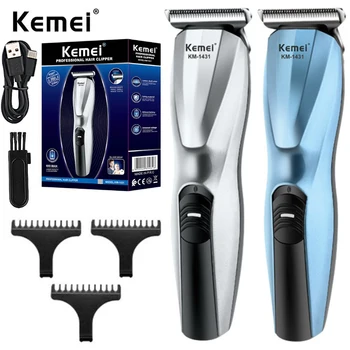 Kemei 1431 Оригинальный цельнометаллический профессиональный триммер для волос на литиевой основе, триммер для бороды, электрическая парикмахерская машинка для стрижки волос