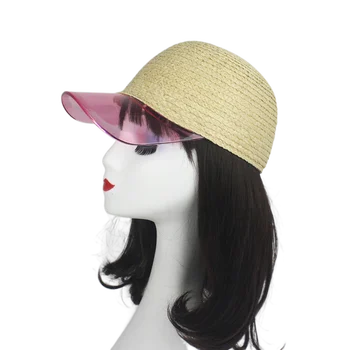 Соломенная бейсболка для женщин и девочек, стильные летние пляжные шляпы Ручной работы из натуральной кожи с прозрачными полями, Прозрачная клюшка, Бесплатная доставка