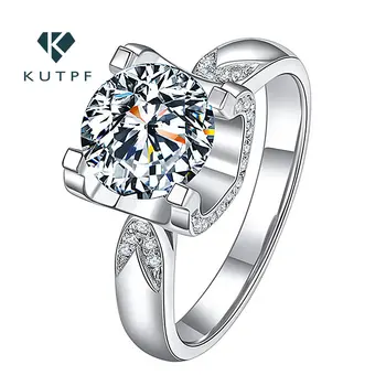 Классические обручальные кольца из муассанита с бриллиантом D-цвета 1-3 карат и обручальным кольцом из стерлингового серебра 925 пробы GRA Для женщин KUTPF