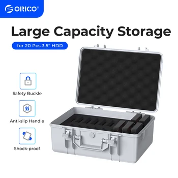 ORICO 3,5-дюймовый жесткий диск с 20 отсеками, футляр для хранения с внешней защитой, коробка, портативный, с несколькими отсеками, защищенный от воды \ пыли \ ударов