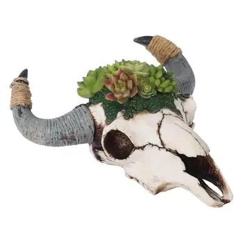 Декор в виде коровьего черепа, декор в виде головы быка, декор в виде головы коровы, декор в виде суккулентных растений для гостиной на Хэллоуин