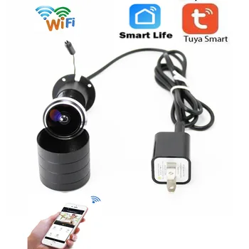 tuya дверной глазок безопасности 1080P HD широкоугольный рыбий глаз сеть видеонаблюдения mini cat eye дверной Wifi двусторонний голосовой домофон P2P камера