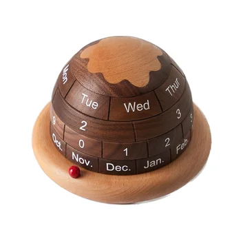 Декор настольного календаря из дерева, Декор офисного стола, Блок-календарь для стола, Вечный настольный календарь Планета