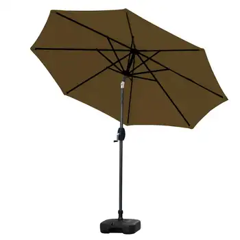 Садовый 9-футовый зонт для патио с квадратным пластиковым основанием в комплекте, кофе для сада на открытом воздухе