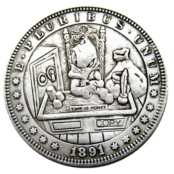 HB (69) США Хобо 1891 Морган Доллар Череп Зомби скелет копия монет