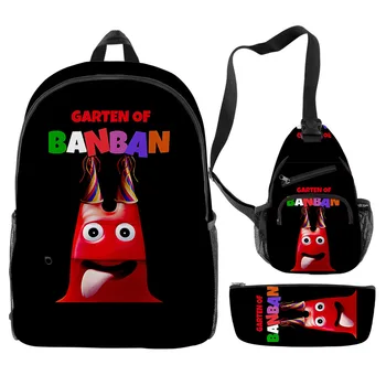 Набор из трех предметов Garten of Banban Banban Garden Для учащихся начальной и средней школы, Школьный рюкзак, Сумка для карандашей, Ранец