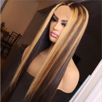 Прямой синтетический парик средней длины, смешанный темно-коричневый и светлый Двухцветные парики, подходящие для ежедневного косплея черно-белых женщин