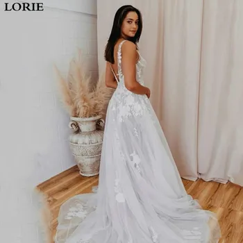 LORIE Boho Свадебное платье Трапециевидной формы Vestidos de novia С V образным вырезом, Кружевное Платье с аппликацией, Сексуальные Свадебные Платья Принцессы для Невесты