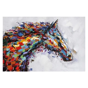 Чистая ручная роспись животного цвета, лошадь, картина маслом, абстрактная текстура крыльца, горизонтальное украшение ресторана