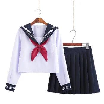 Белая Школьная форма школьницы Японского класса, школьная форма Моряка Военно-морского флота, Студенческая одежда для девочек, костюм Моряка военно-морского флота Аниме COS