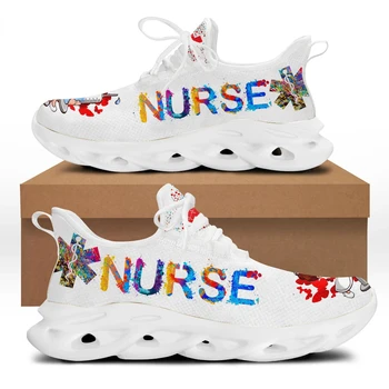 2022 Разноцветный рисунок Медсестры с граффити, весенне-осенние повседневные кроссовки на шнуровке, женская легкая обувь, увеличивающая рост