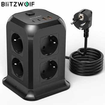 BlitzWolf BW-PC3 2500 Вт 8-портовая розетка Power Strip USB Зарядное устройство С 8 Розетками, 4 USB-портами, Розетка-удлинитель EU Plug с кабелем длиной 2 м