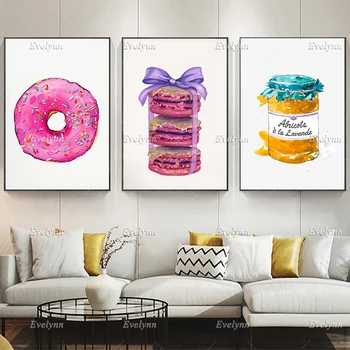 Плакаты с конфетами, Французские принты на стену, Холст для кухни, Современный принт в стиле поп-арт, Модный декор для дома в стиле пончиков, Подарок