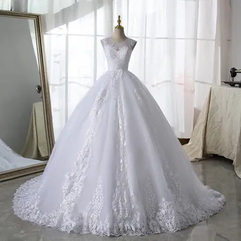 Прозрачное Кружевное Свадебное Платье 2021 С V-образным вырезом Для Новобрачных Со Шлейфом, Сексуальное Бальное Платье с открытой спиной, 14 Цветов, Robe De Mariee