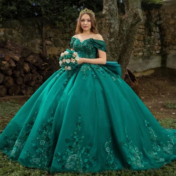 Зеленые блестящие пышные платья 2023, бальное платье с украшением в виде кристаллов, Vestidos De 15 Años, вечернее платье в виде сердца, расшитое бисером