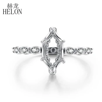 Обручальное кольцо с маркизой огранки 10x5 мм из белого золота 10 К с натуральным бриллиантом в полукруглом креплении для женщин на День рождения, Юбилей, Лучший подарок