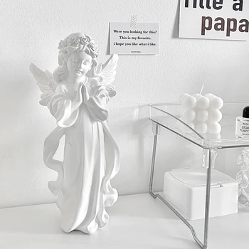 Европейская ретро гипсовая кукла, настольная креативная скульптура, маленькие украшения, персонажи из смолы белого ангела, украшения для дома.