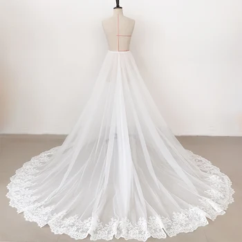 Съемное Кружевное платье с Длинным газовым шлейфом Длиной 1 м, Элегантный Тюлевый Свадебный Кринолин Jupon Mariage