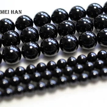 Meihan оптовая продажа натуральная 8 мм черная шпинель гладкие круглые свободные бусины очаровательный камень для изготовления ювелирных изделий дизайн браслета своими руками