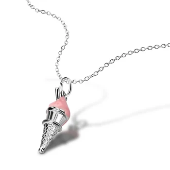 ziqiudieS925 Пробы Серебряное ожерелье с мороженым, Милое ожерелье для девочек в виде рожка из Макдональдса, цепочка на ключицы для девочек, украшения для влюбленных на День Рождения