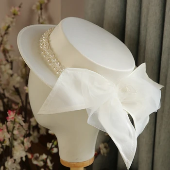 Новое поступление, Белые шляпки для Невесты, свадебные аксессуары Novia diademas, Шляпки с жемчугом, свадебные аксессуары для волос