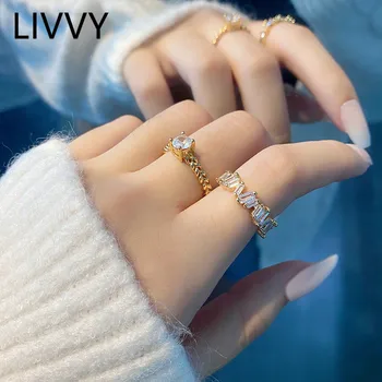 LIVVY Новое модное креативное открытое кольцо с Кристаллами Циркона Weman Простые высококачественные изысканные элегантные ювелирные аксессуары