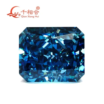 Темно-синий цвет прямоугольной формы, сияющий блестящий измельченный лед, кубический цирконий, россыпной камень cz stone