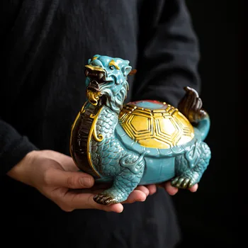 Новая керамическая статуя Черепахи-Дракона Сплетни, Традиционная статуя ручной работы, китайский талисман, статуя Фэн-шуй для домашней обстановки гостиной