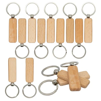 Заготовки для гравировки по дереву, Прямоугольная пустая деревянная цепочка для ключей, Деревянные заготовки для брелоков, 20 упаковок (ширина: 0,7 дюйма)