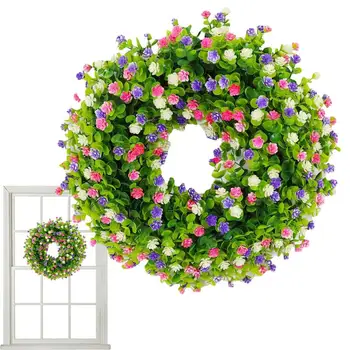 Летний цветочный венок, Искусственный весенний венок на ферме, Цветочный венок для входной двери, 19,6-дюймовые красивые весенние венки на ферме