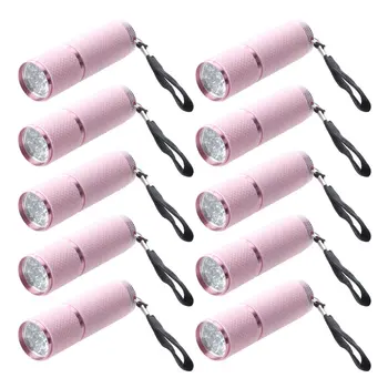 10-кратный наружный мини-фонарик с 9 светодиодами и розовым резиновым покрытием