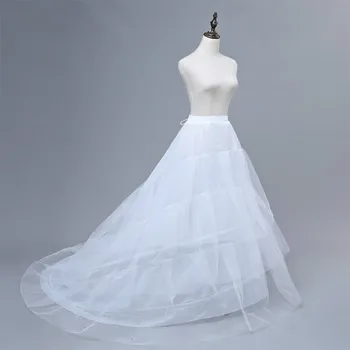 Бесплатная доставка, Высококачественная Белая Нижняя юбка со шлейфом, Нижняя юбка с кринолином, 3 слоя Для свадебных платьев, Свадебные платья
