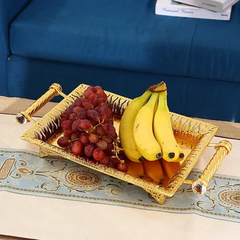 Блюдо для фруктов, Железный Журнальный столик, Поднос для закусок, Креативная домашняя тарелка для хранения продуктов, Современный Простой Органайзер для тарелок с сухофруктами с длинной ручкой
