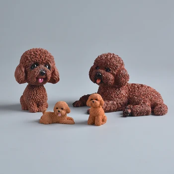 Большая имитация Пуделя, собаки, Щенка из смолы, фигурки героев, украшение для дома, автомобиля, рабочего стола, куклы для детских игрушек на день рождения