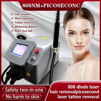 Лазерная красота 2 в 1 Оборудовании Pico Tattoo Picosecond Laser 6000ps Picosecond и машина для удаления волос с диодом 808 нм