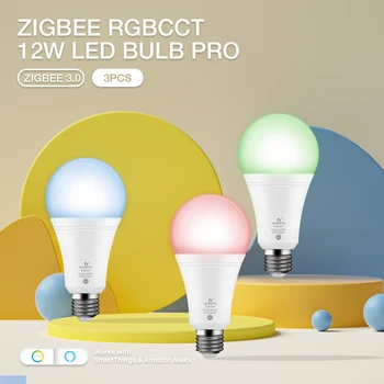 3ШТ Gledopto Zigbee 3,0 Smart 12 Вт Светодиодная Лампа E27/E26 Pro Яркость RGB Цвет С Регулируемой Яркостью Для Внутреннего Освещения Спальни Кухни