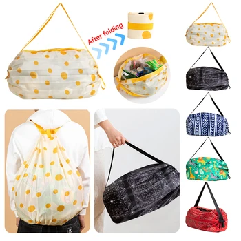 Карманные покупки для экологичной сумки, модные Большие складные сумки на плечо, многоразовые сумки, портативная сумка для продуктов, дорожная