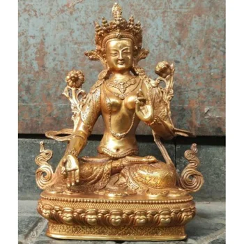 Старинная бронзовая статуя Будды буддизм Шакьямуни Винтаж Бодхисаттва Тара белая