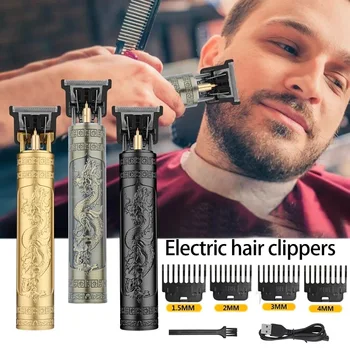 Электрическая машинка для стрижки волос Vintage T9 Профессиональная Мужская Бритва Перезаряжаемый Парикмахерский Триммер для мужчин Dragon Buddha