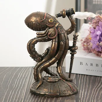 Новая металлическая механическая фигурка путешественника в стиле стимпанк из смолы, статуэтка осьминога, Гигантский Кракен-Мародер, украшение для дома, гостиной