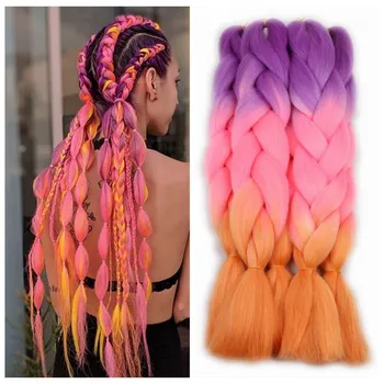 Desire for Hair 24 дюйма 60 см Для наращивания синтетических волос, гигантское плетение волос, красочное омбре, светящиеся блестки, 1 упак./лот