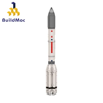 BuildMoc 1:110 Сатурн V Масштаб Протон М Ракета Строительные Блоки Набор Космическая Ракета-Носитель Коллекция Перевозчик Игрушки Для Детей Подарок