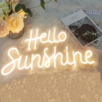 Wanxing Hello Sunshine, Изготовленная на Заказ неоновая вывеска, светодиодный Теплый магазин, Спальня, Домашняя лампа, USB, День рождения, Праздничные ночные светильники, Украшение стен, подарок