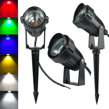 новые водонепроницаемые фонари Мощностью 5 Вт, светодиодная лампа для газона DC12V, ландшафтный точечный светильник IP65 110V 220V, Лампы наружного освещения, Шипы для сада
