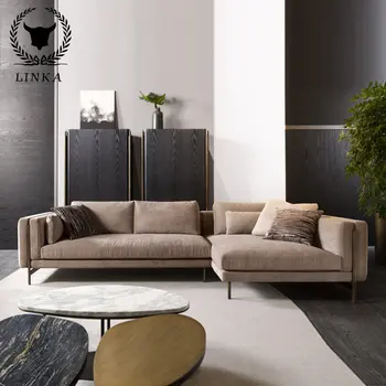 Итальянский стиль, легкий роскошный стиль, высококачественная минималистичная домашняя гостиная на трех человек с диваном из ткани для шезлонга