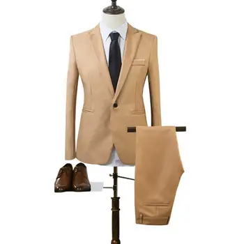 Однотонный деловой костюм Стильный мужской деловой костюм, приталенные брюки с лацканами и карманами на весну-осень, мужские приталенные брюки
