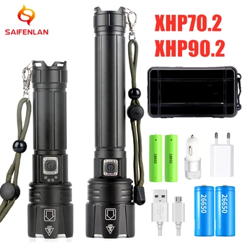 XHP90.2 XHP70.2 Светодиодный Фонарик самый мощный фонарик 18650 26650 USB Факел Фонарь Охотничья Лампа Ручной Фонарь USB Перезаряжаемый